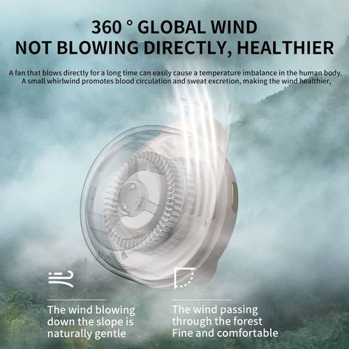 New Design Waist Hanging Whirlwind Fan Portable Leafless Clip-On Neck Waist Fan USB Air Cooler Hanging Neck Fan for Traveling