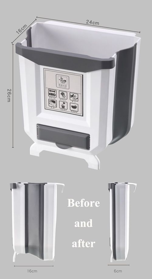 Wall Mounted Trash Bin Plastic Desktop Hanging Kitchen Trash Can Foldable Home Food Kitchen Waste Bin