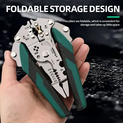 Foldable cable cutting and stripping multifunctional combination tool