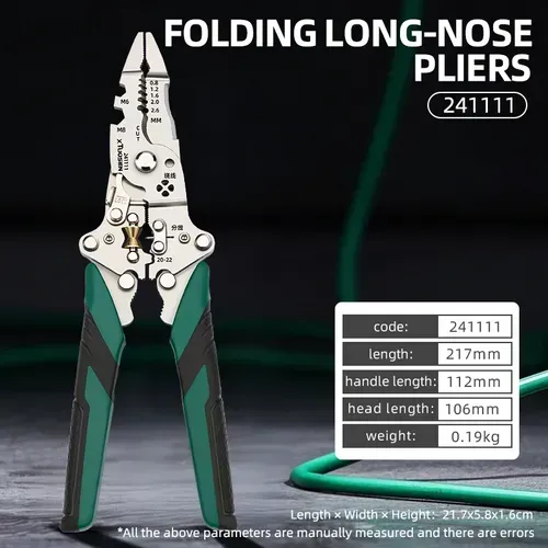 Foldable cable cutting and stripping multifunctional combination tool