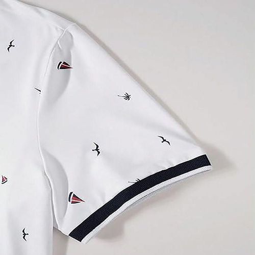 Men's 100% polyester breathable short-sleeved golf shirt, casual slim fit summer top.