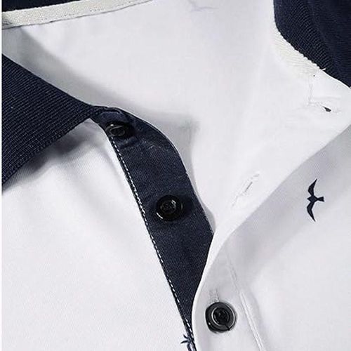 Men's 100% polyester breathable short-sleeved golf shirt, casual slim fit summer top.
