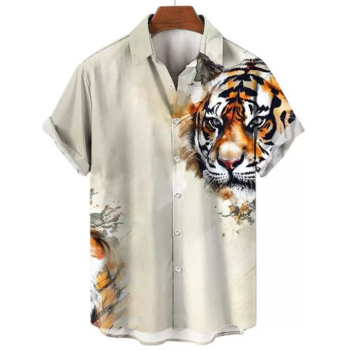 Men's Tiger-Head Casual Shirt.