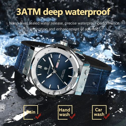 Luxury Quartz Watch — Deep Water Resistance, Luminous Hands — Men's Business Watch (Genuine Leather Strap)