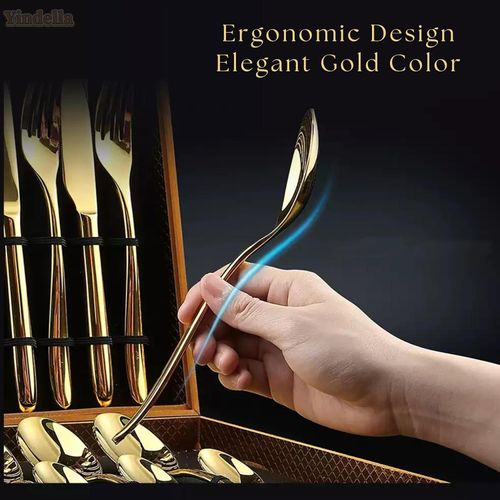 A 24-piece cutlery set, suitable for weddings, festive banquets, Christmas parties, and gift-giving.