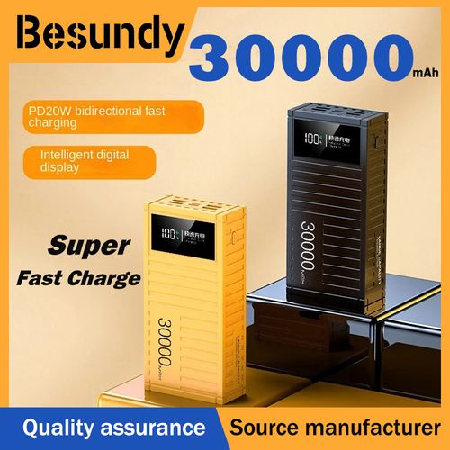 Besundy Real 30000mAh Punk Style Super Fast Charging Container Power Bank Super charge TypeC Micro USB Powerbank LED Display Powerbank For all Phones Tablets