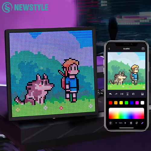 LED Pixel Display 64x64 RGB LED Matrix Panel Programmable Pixel Art Display with Bluetooth APP Control Creative Pixel Screen