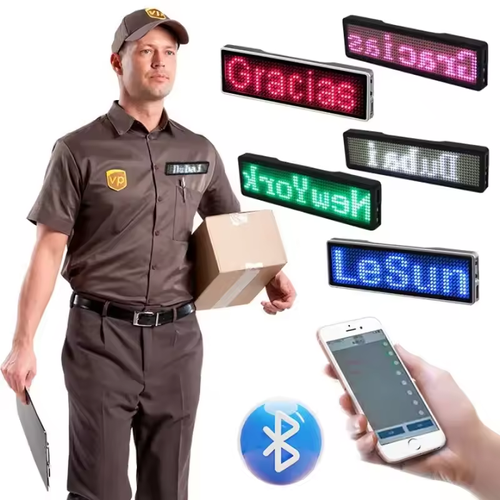 GlowTag Pro LED Badge​​ 🔧 Custom Text · 🧲 Magnetic Clip · 🔋 26H Runtime