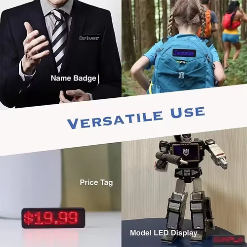 GlowTag Pro LED Badge​​ 🔧 Custom Text · 🧲 Magnetic Clip · 🔋 26H Runtime