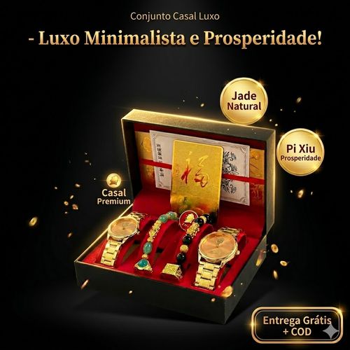 ❤️🎁 Presente Perfeito para Casal | Conjunto Luxo com Relógios + Pulseiras + Anéis 💎🔥