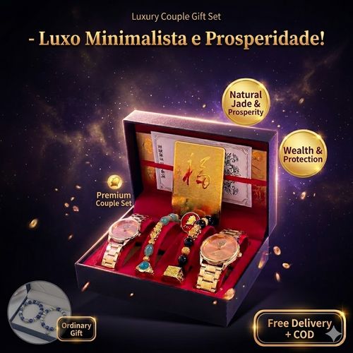 ❤️🎁 Presente Perfeito para Casal | Conjunto Luxo com Relógios + Pulseiras + Anéis 💎🔥