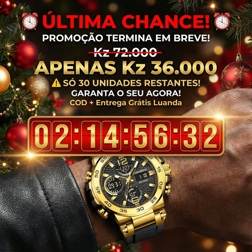 🇦🇴Relógio Masculino Premium para Homens de Luanda ⌚💎 Digital + Analógico | À Prova de Água 💧| Ideal para Trabalho e Lazer 💼| Design Forte para Homens Modernos 💎