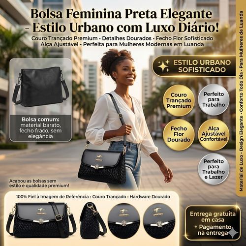 🌟👜 Bolsa Preta de Luxo com Acabamentos Dourados - Qualidade e Moda em Um Só