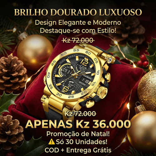 🇦🇴Relógio Masculino Premium para Homens de Luanda ⌚💎 Digital + Analógico | À Prova de Água 💧| Ideal para Trabalho e Lazer 💼| Design Forte para Homens Modernos 💎
