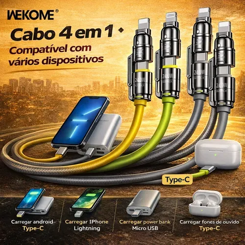 Um cabo. Quatro soluções. Carregamento super rápido até 240W