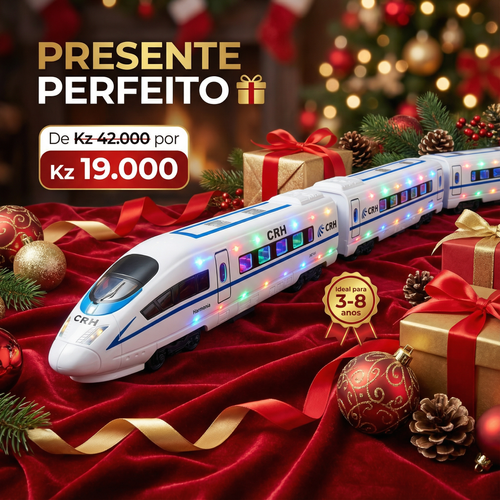 🚄 Trem Elétrico Realista com Trilhos – O presente perfeito para crianças curiosas! 🎁