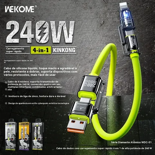 Um cabo. Quatro soluções. Carregamento super rápido até 240W