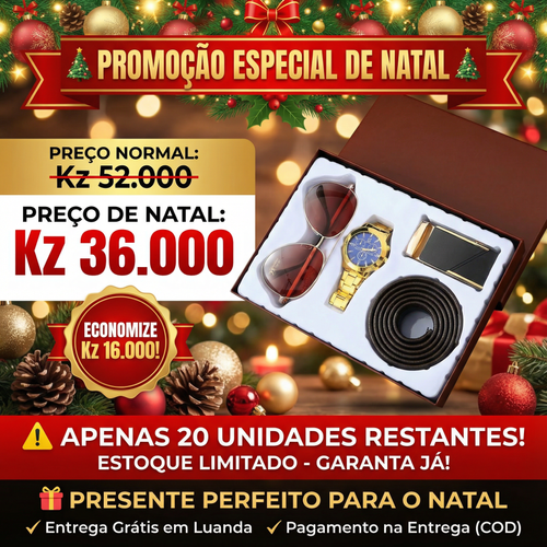 🎄 Luanda🎁 Kit Masculino 4-em-1:Relógio ⌚ + Óculos 👓 + Cinto 💎 + Fivela premium ✨—Presente perfeito!
