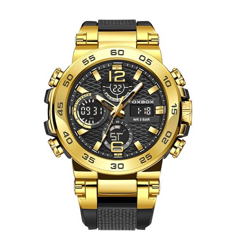 FOXBOX 0033 Mens Watch Luxo Esporte Moda Relógios Dual Display Digital Relógio de pulso Cronógrafo Casual Lige Relógio Para Homens Relógio