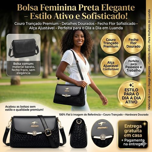 🌟👜 Bolsa Preta de Luxo com Acabamentos Dourados - Qualidade e Moda em Um Só