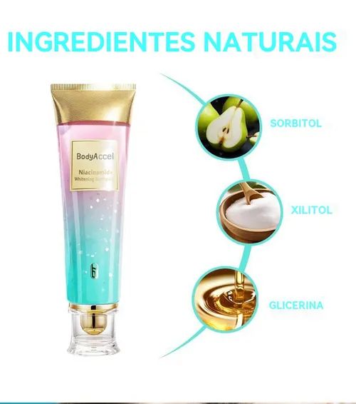 Ilumine seu sorriso em 7 dias ✨ Creme dental clareador com niacinamida - Diga adeus às manchas e aos dentes amarelados, sorria com confiança!