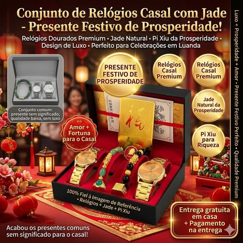 ❤️🎁 Presente Perfeito para Casal | Conjunto Luxo com Relógios + Pulseiras + Anéis 💎🔥