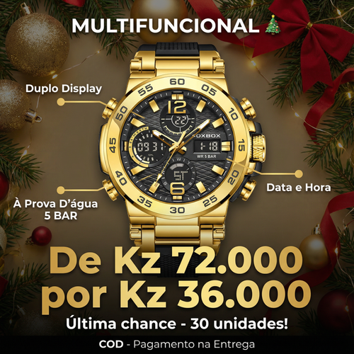 🇦🇴Relógio Masculino Premium para Homens de Luanda ⌚💎 Digital + Analógico | À Prova de Água 💧| Ideal para Trabalho e Lazer 💼| Design Forte para Homens Modernos 💎