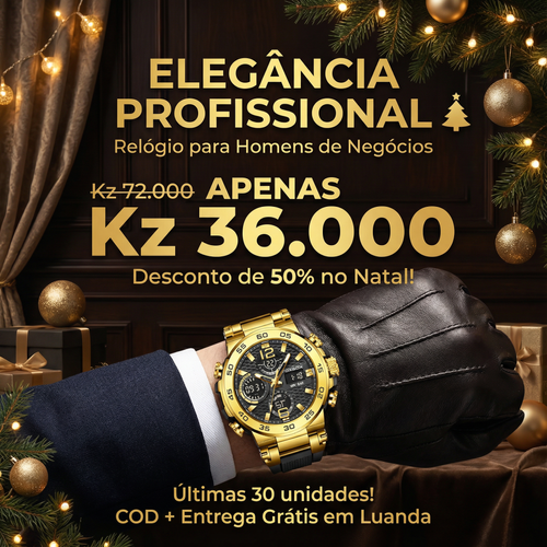 🇦🇴Relógio Masculino Premium para Homens de Luanda ⌚💎 Digital + Analógico | À Prova de Água 💧| Ideal para Trabalho e Lazer 💼| Design Forte para Homens Modernos 💎
