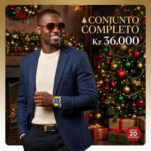 🎄 Luanda🎁 Kit Masculino 4-em-1:Relógio ⌚ + Óculos 👓 + Cinto 💎 + Fivela premium ✨—Presente perfeito!