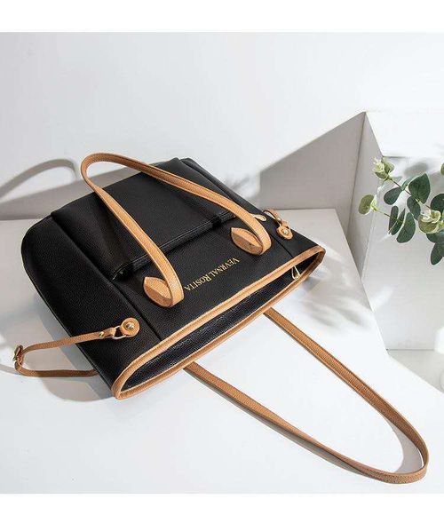 🔥 2026 Luanda 🔥 Nova Tote VERENAL ROSITA – Capacidade Gigante, Couro Premium Preto com Detalhes Castanho, Elegância Total para o Dia a Dia! 🛍️💎 Entrega Gratuita em Casa + Pagamento na Entrega! Corre!