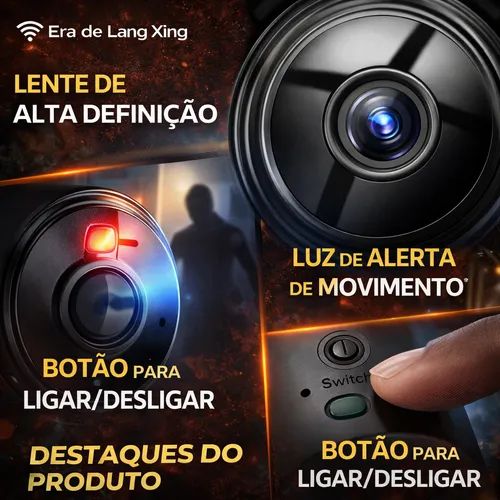 Câmara de Segurança WiFi sem fio com visão noturna e deteção de movimento