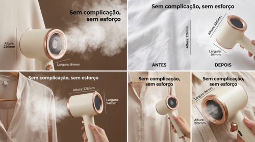 🌟💼🔥Luanda | Ferro de Passar a Vapor Portátil 👚💨 Compacto e Leve 👜✨ | Uso Diário Fácil 👍💡 | Passa Roupa Sem Esforço 💪🧵 Trabalho 🏢 e Viagens ✈️