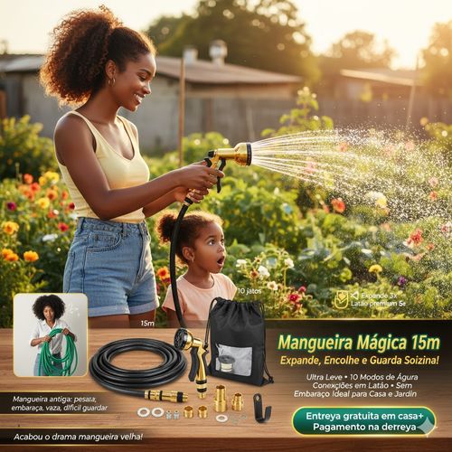 🔥 Mangueira Expansível de Alta Pressão com Pistola Multifuncional — Não Enrola, Super Forte e Fácil de Guardar 💦