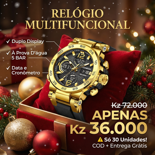 🇦🇴Relógio Masculino Premium para Homens de Luanda ⌚💎 Digital + Analógico | À Prova de Água 💧| Ideal para Trabalho e Lazer 💼| Design Forte para Homens Modernos 💎