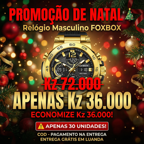 🇦🇴Relógio Masculino Premium para Homens de Luanda ⌚💎 Digital + Analógico | À Prova de Água 💧| Ideal para Trabalho e Lazer 💼| Design Forte para Homens Modernos 💎