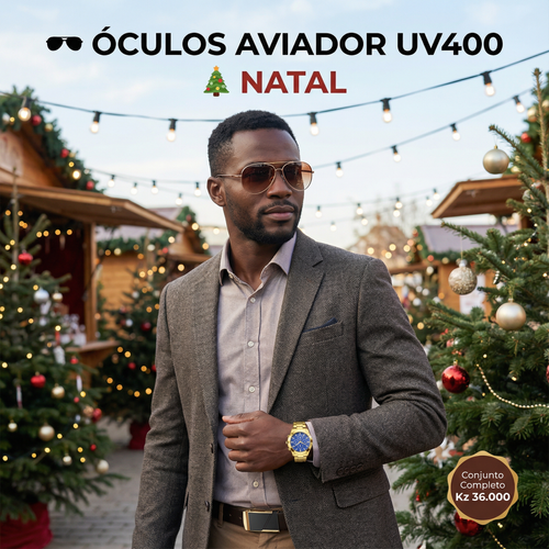 🎄 Luanda🎁 Kit Masculino 4-em-1:Relógio ⌚ + Óculos 👓 + Cinto 💎 + Fivela premium ✨—Presente perfeito!