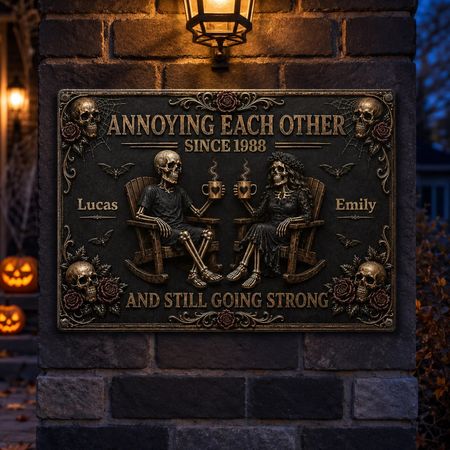 Personalized Home Decor Metal Sign - Halloween Anniversary Gift For Couple - Still Haunting Each Other