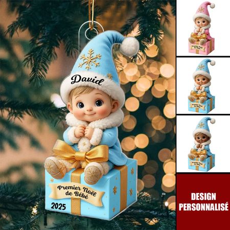Personalized Acrylic Ornament – Baby's First Christmas with Name and Date