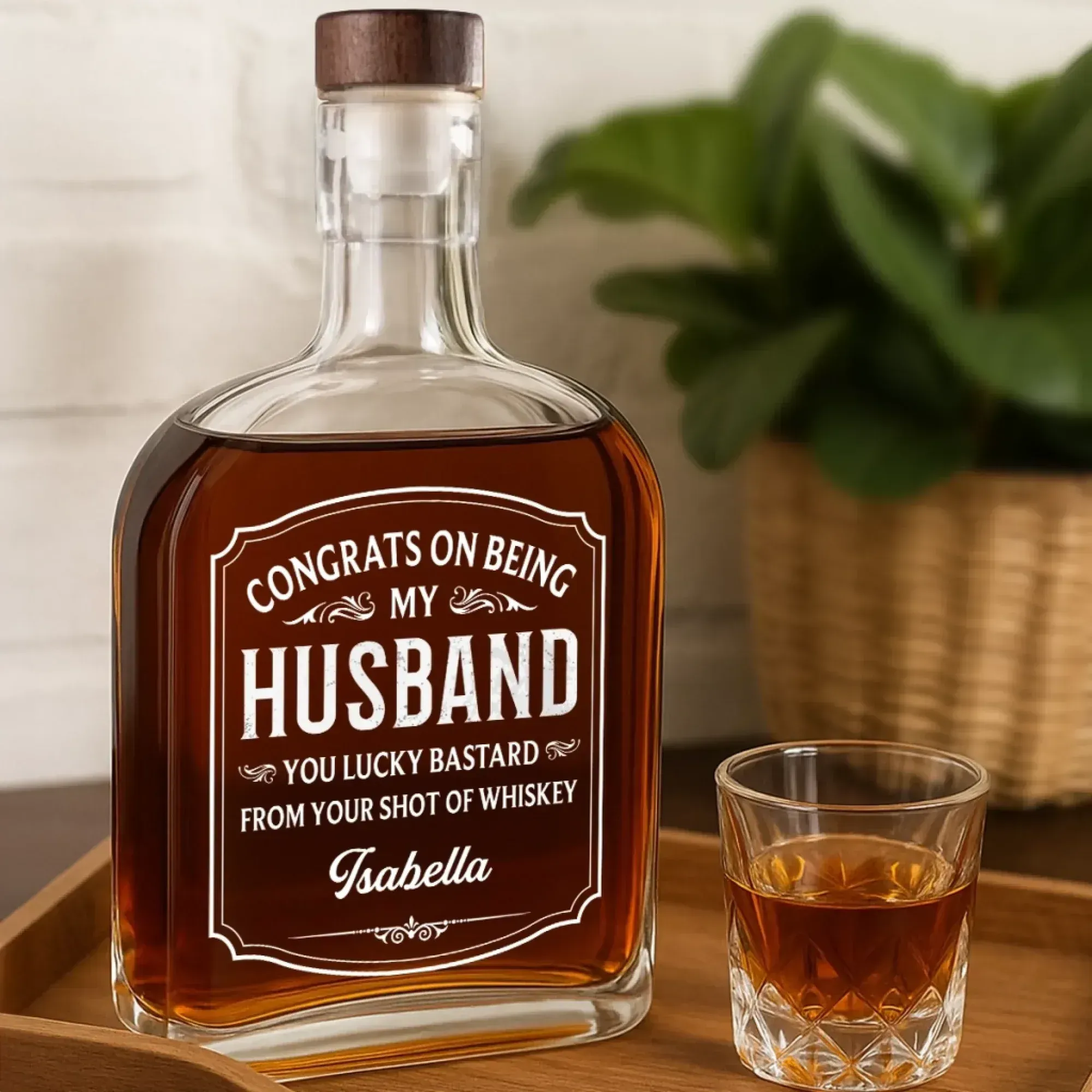 Cheers To My Amazing Husband - Couple Personalized Custom Whiskey Bottle - Gift For Husband Wife, Anniversary