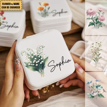 Personalized Name Flower Jewelry Box, Christmas or Birthday Gifts for Bridesmaid