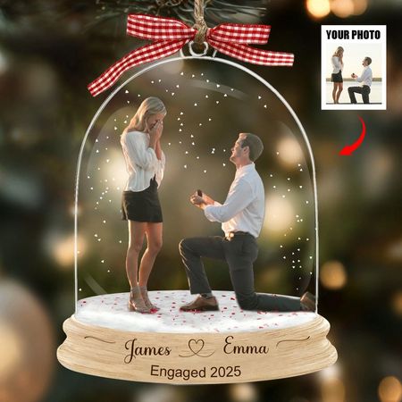 Custom Proposa Photo Acrylic Ornament, Engagement Keepsake