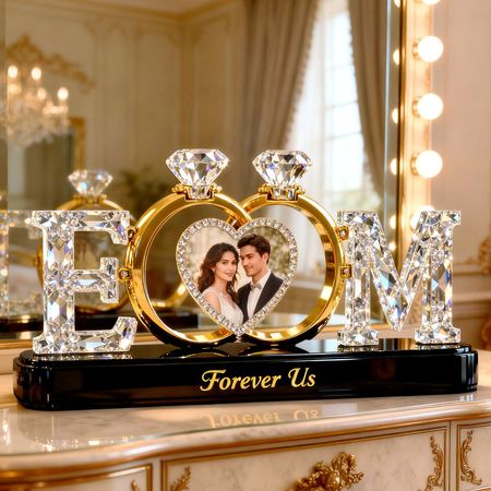 Customizable couple's letter ring plaque with photo