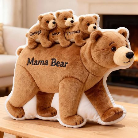 Mama Bear Custom Shape Pillow - Personalized Gifts For Mom