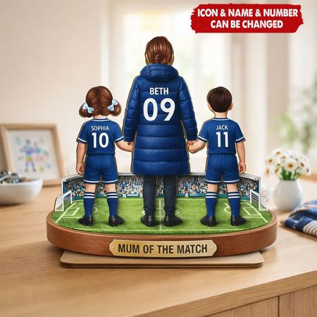 Mum Of The Match - Personalised 2-Layered Wooden Plaque – Gift For Football Mum