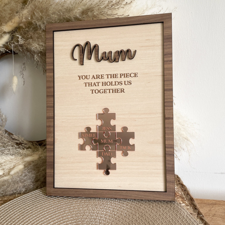 Personalized You Are The Piece That Holds Us Together 2-Layered Wooden Plaque - Mother's Day Gift