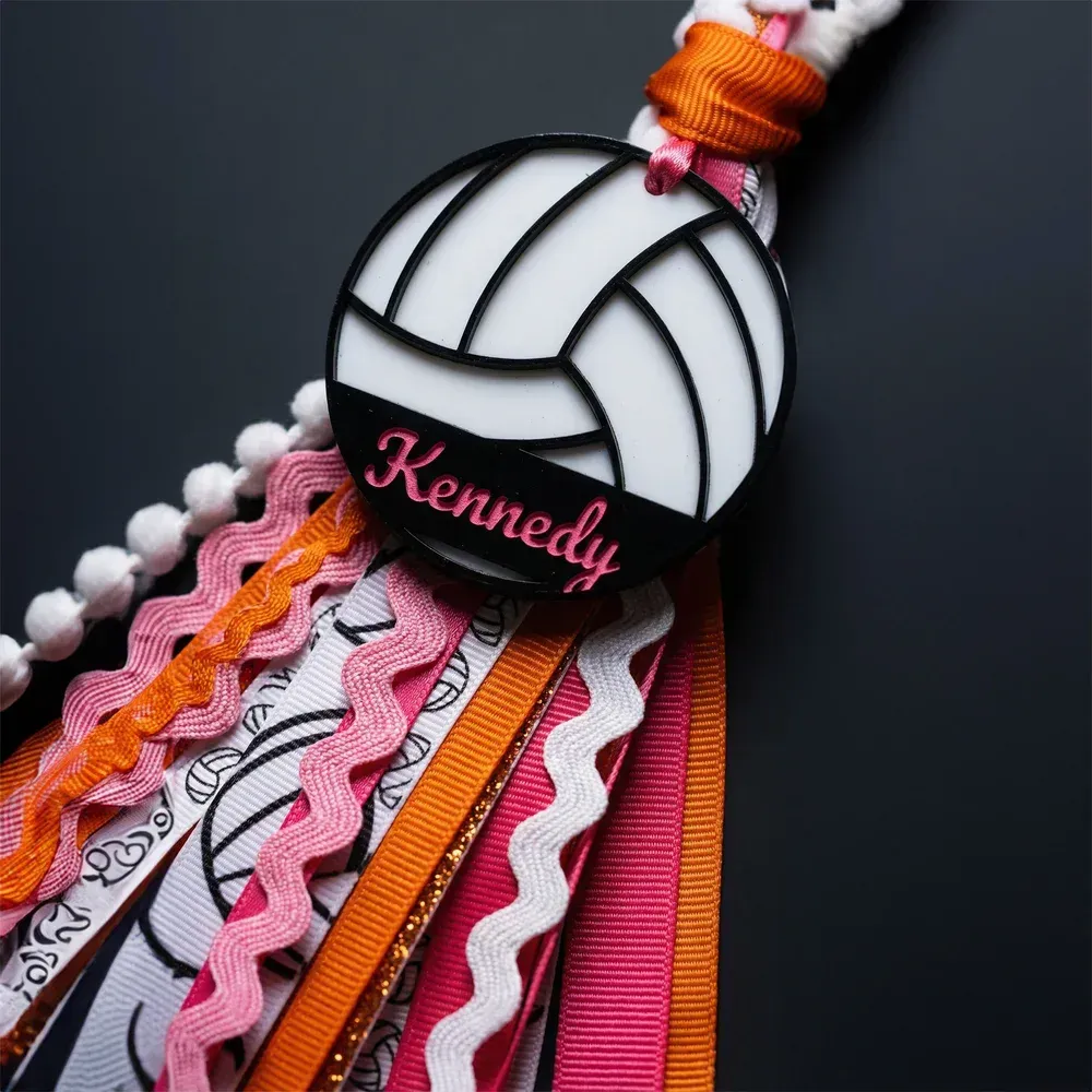 Personalized Sport Tassel Bag Tag with Name, Custom Keychain Gift for Volleyball & Basketball & Soccer Players & Fans