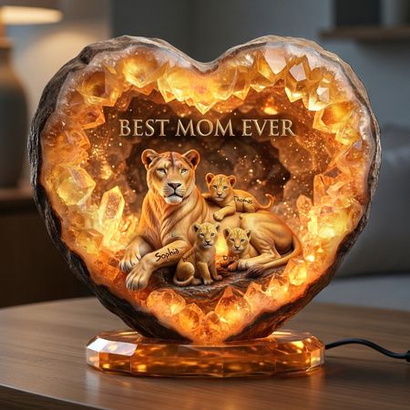 Best Lion Mom Ever Acrylic Light Box - Personalized Gifts For Moms