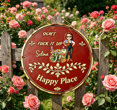 Welcome to My Happy Place - Metal Sign-Custom Design, Rustic Home Decor, Original Home Accents, Yard & Garden Decor A Gift for Mom