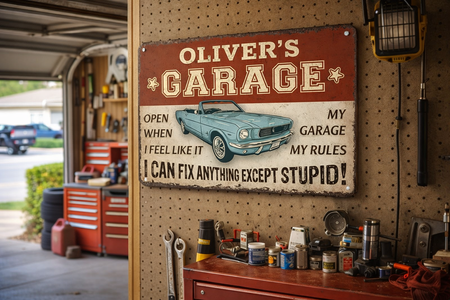 Personalised My Garage My Rules Metal Sign