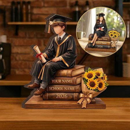 Custom Graduation Wooden Block Sign, Personalized Grad Name Gift, 2026 Class Keepsake
